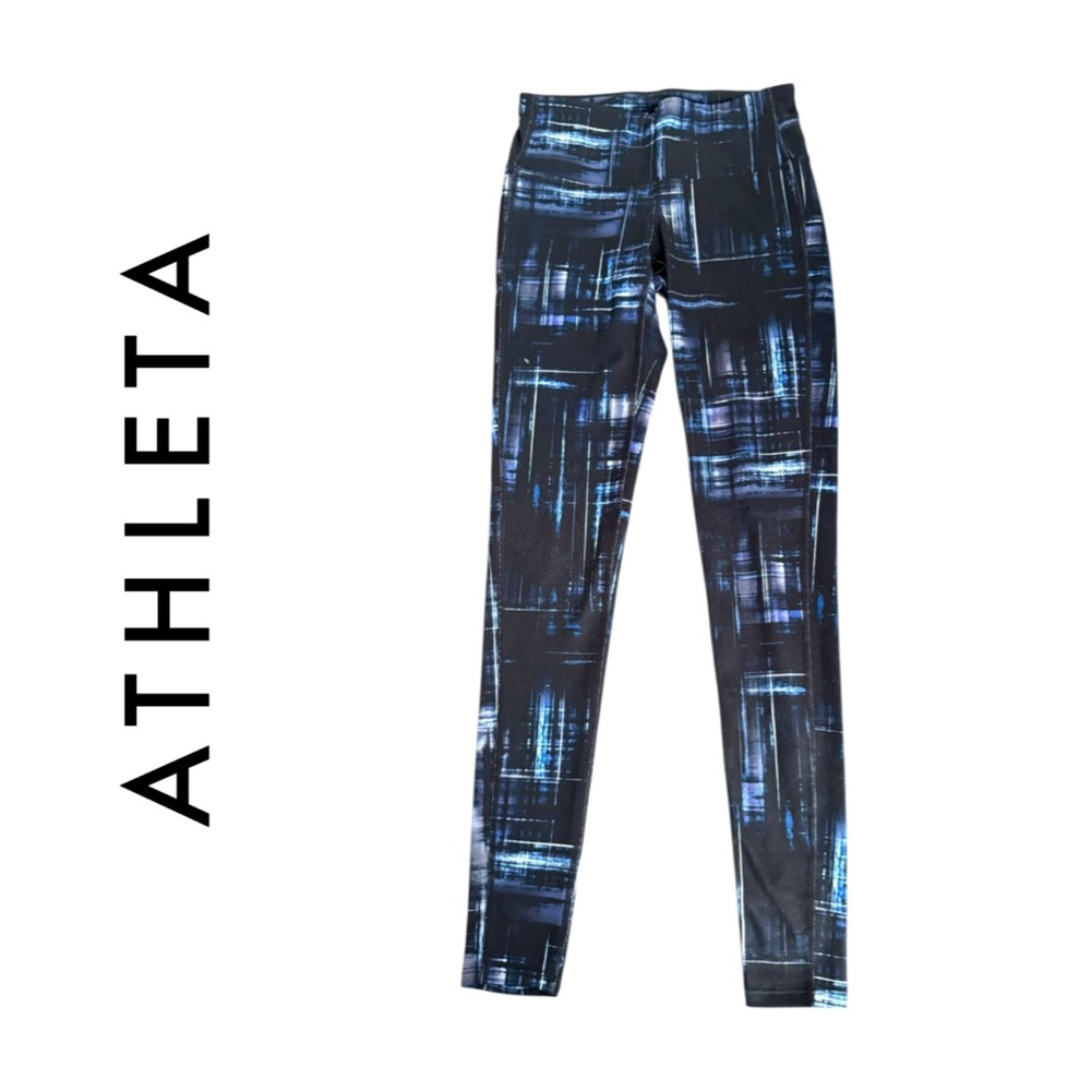 Athleta Plaid Chaturanga Leggings Size XXS Blue Abstract Athletic Yoga Active